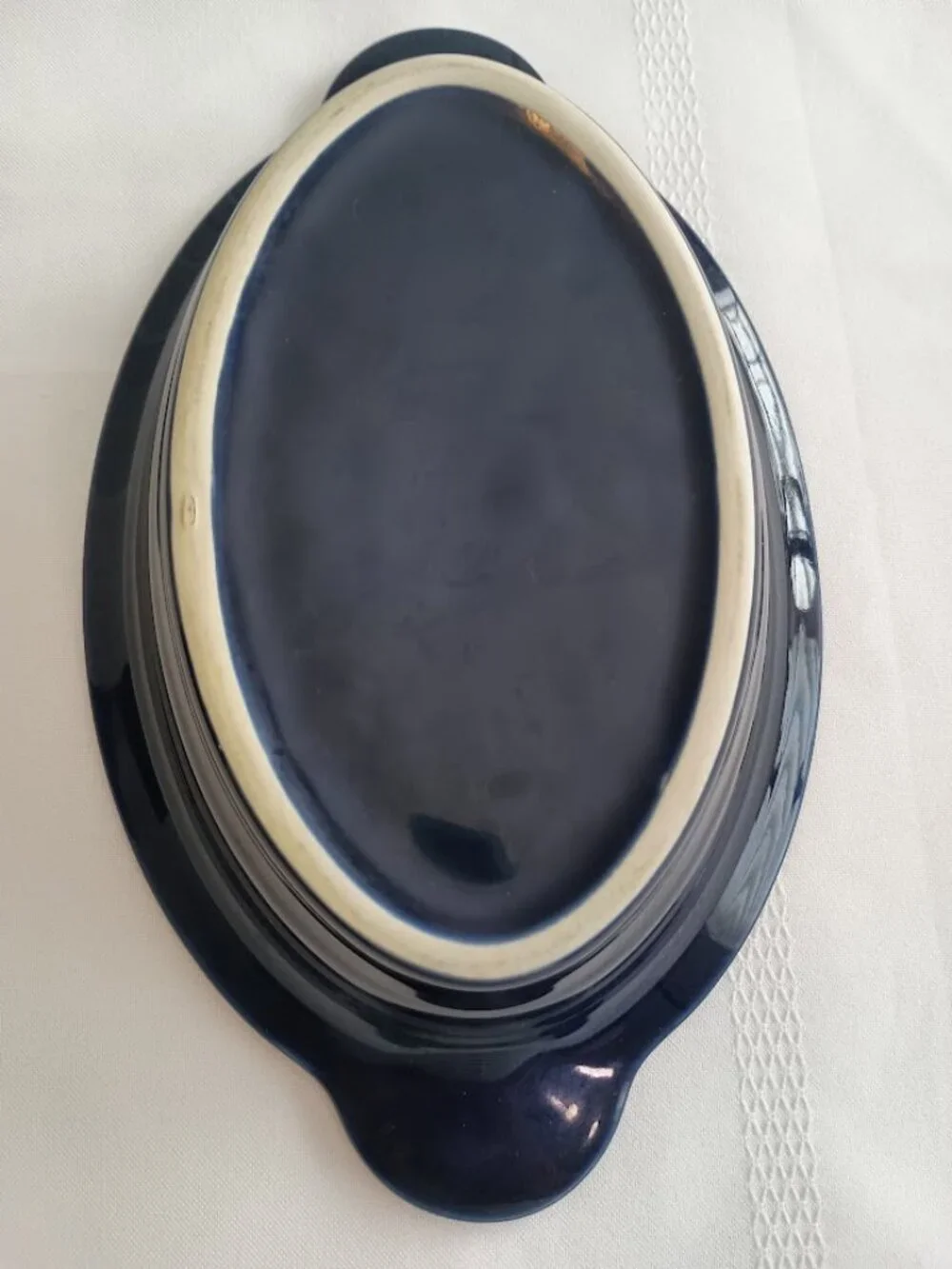 Vintage Cobalt Blue Ceramic Baking Dish with Handles